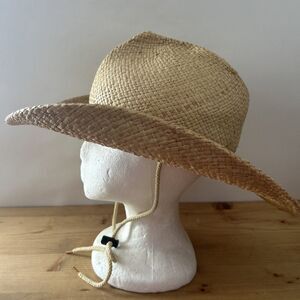 Shady Brady Hudson Woven Straw Cowboy Hat w Adjustable Strap Beach Boho Sz XL
